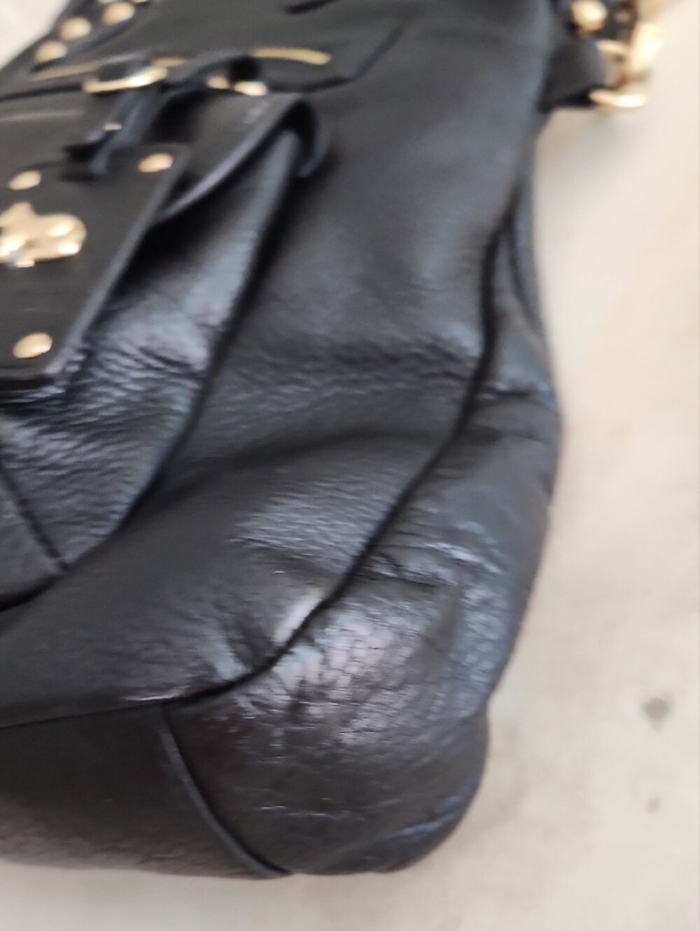 Emma Fox Black Leather Satchel with Gold Hardware - Picture 5 of 15